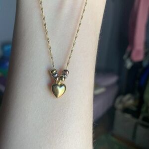 10K Yellow ITALY Gold Heart Pendant Necklace